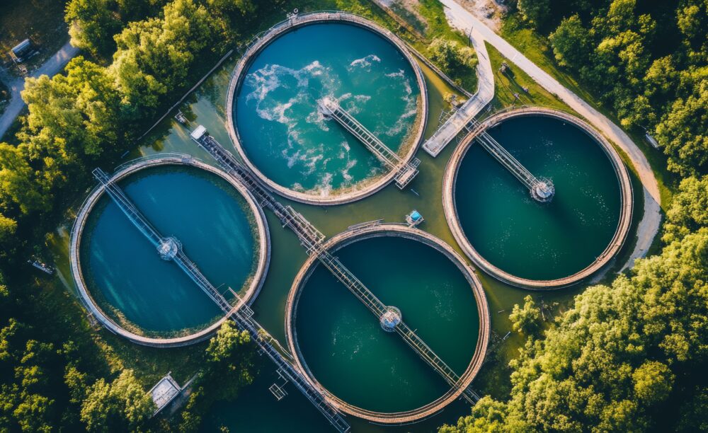 Water waste water treatment plant top view Water waste water treatment plant top view